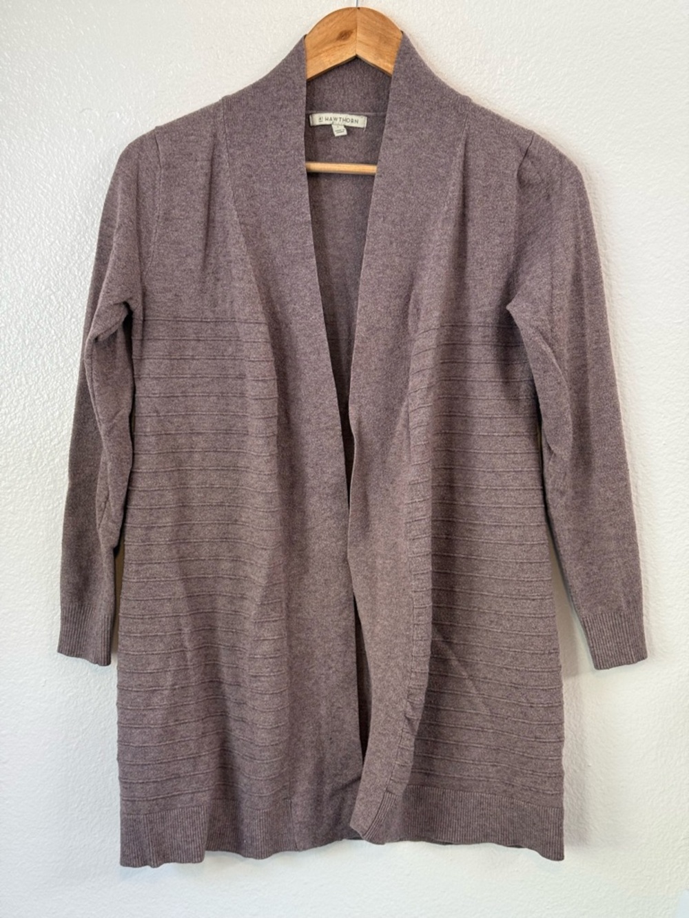 41 Hawthorne Ribbed Women’s Cardigan Sweater Taupe Size S Casual Office Femme